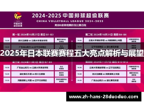 2025年日本联赛赛程五大亮点解析与展望