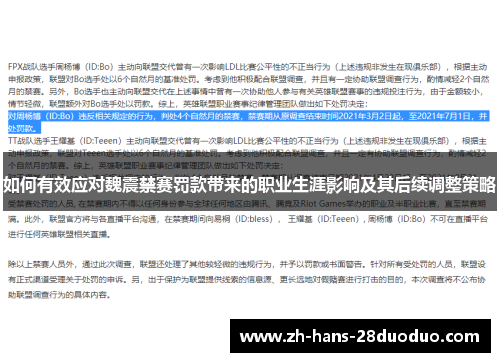 如何有效应对魏震禁赛罚款带来的职业生涯影响及其后续调整策略