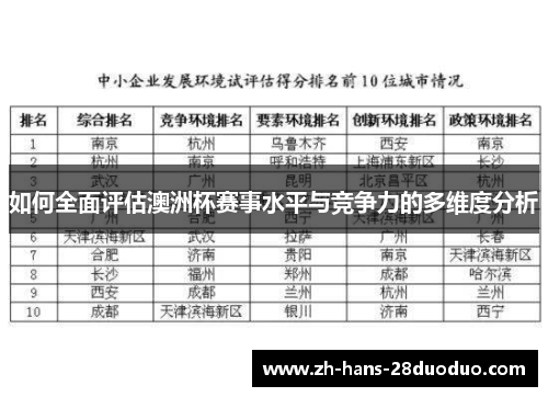 如何全面评估澳洲杯赛事水平与竞争力的多维度分析